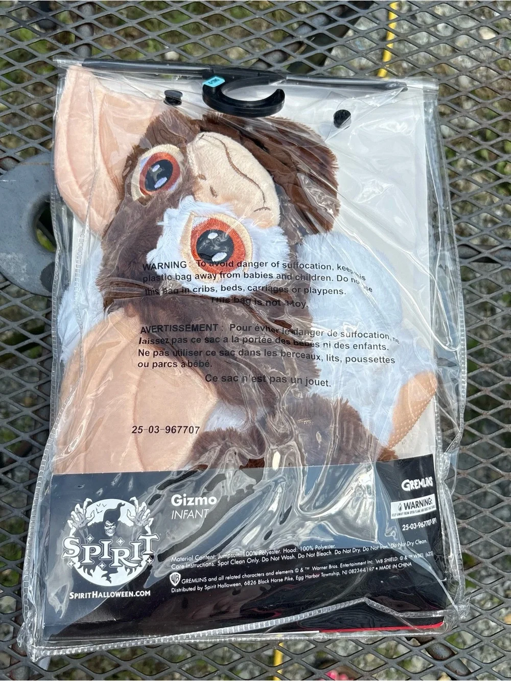 Gremlins Gizmo Infant Brown and White Costume Jumpsuit with Hood 6-12 mos